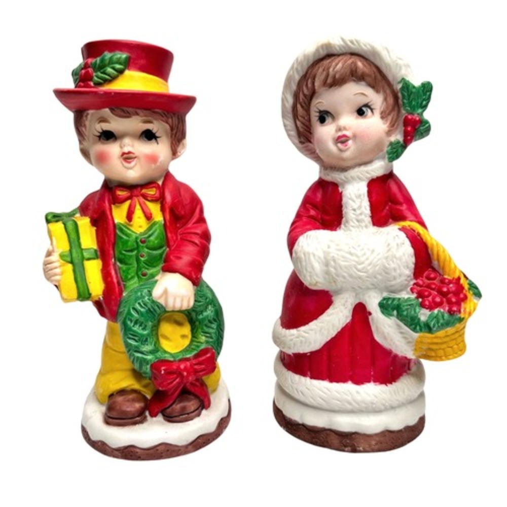 Vintage Dickens Girl and Boy Collectable Banks Bisque Porcelain